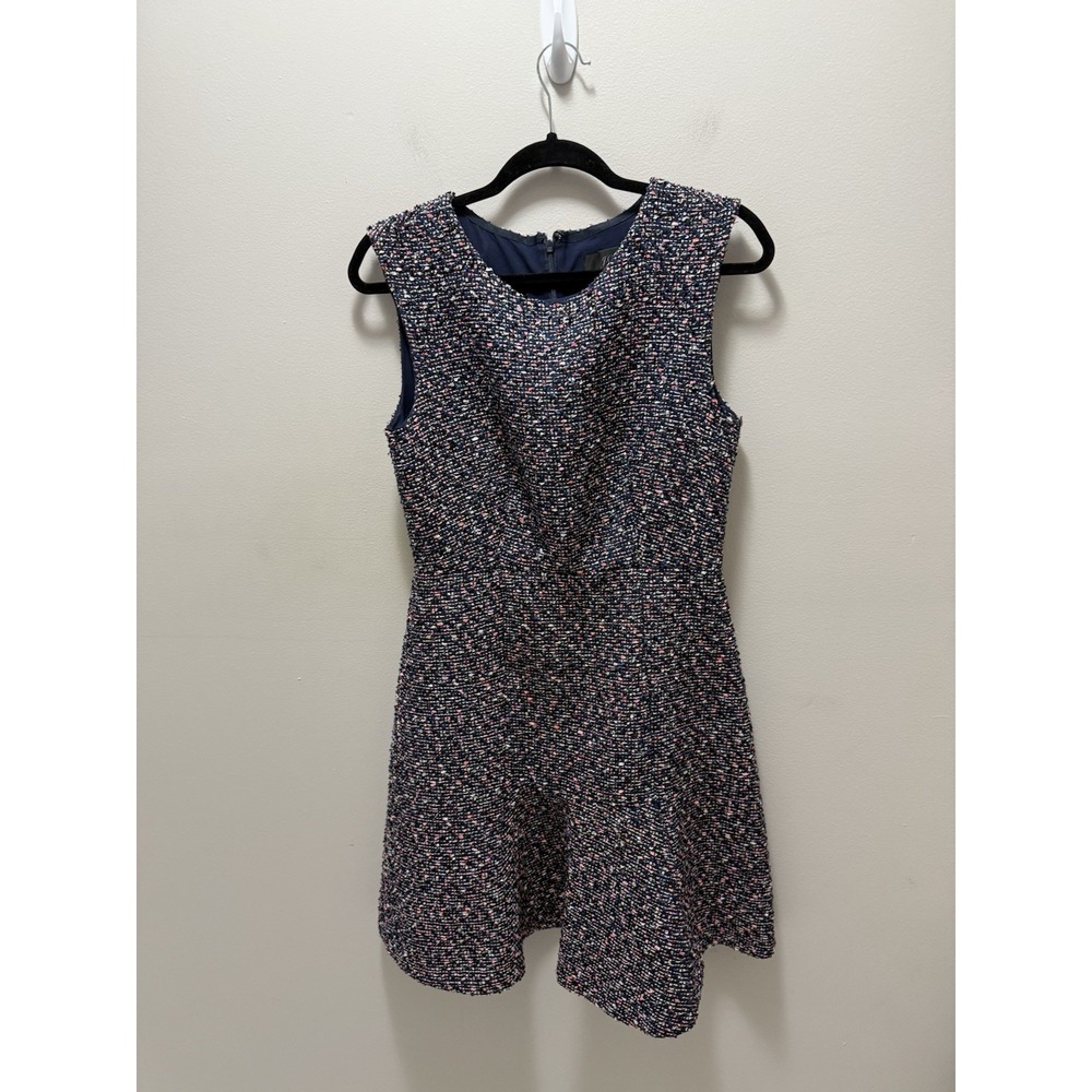 J.Crew Navy Pink Tweed Fit & Flare Dress Size 4 Sleeveless Lined J Crew